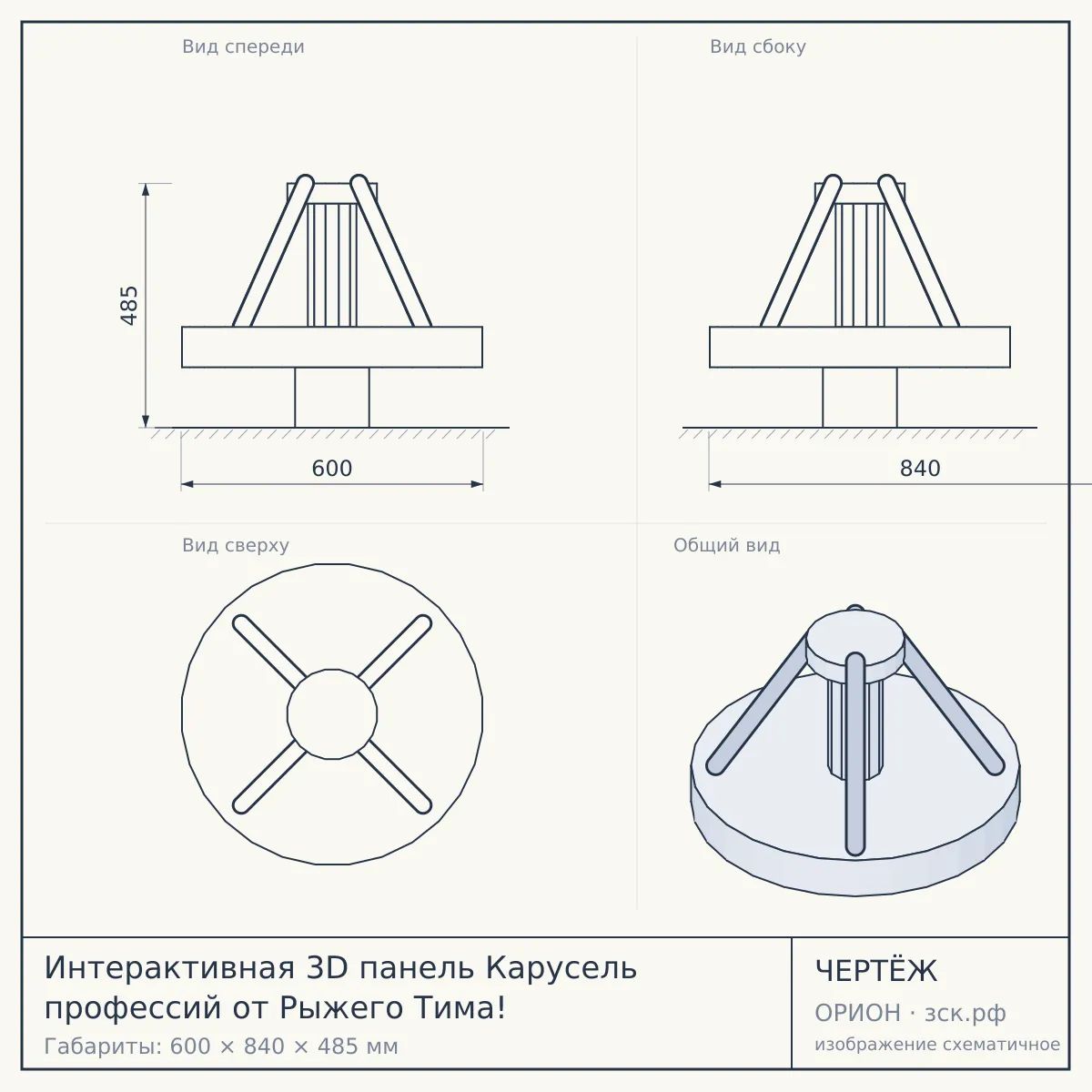 Интерактивная 3D панель Карусель профессий от Рыжего Тима! — чертёж